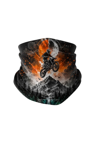 Bobrear Enduro Motor Desenli Çok Amaçlı Buff Bandana Boyunluk Çok Renkli