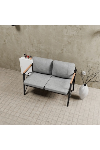 Mb Garden Furnıture Simetri Model, Balkon, Bahçe, Cafe, Metal Koltuk Takımı, Bahçe Takımı , Çay Seti, İkili Süngerli Açık Gri
