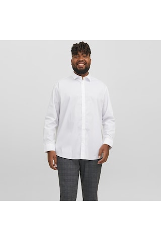 Jack & Jones Büyük Beden Uzun Kollu Gömlek - Joe - 12200623 Beyaz