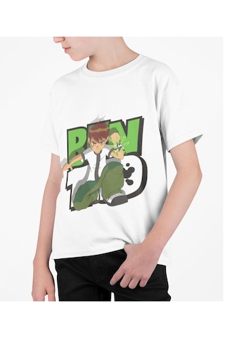 Kostüm Sarayı Benten Baskılı Tişört | Ben 10 Baskılı T-Shirt Beyaz