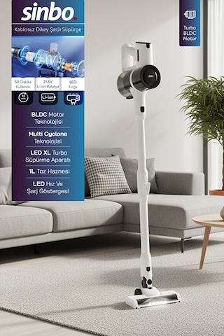 Sinbo SVC-8635 BLDC Motorlu Dikey Kablosuz Şarjlı Led Aydınlatmalı Süpürge