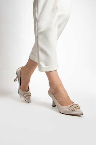 Paris Shoes Paris Bej Saten Topuklu Ayakkabı A741-bej Bej