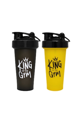 King Of The Gym Shaker 650 Ml Ölçekli Ve Sızdırmaz Kapaklı Protein Shaker 2'li Set Siyah+sarı Siyah-sarı