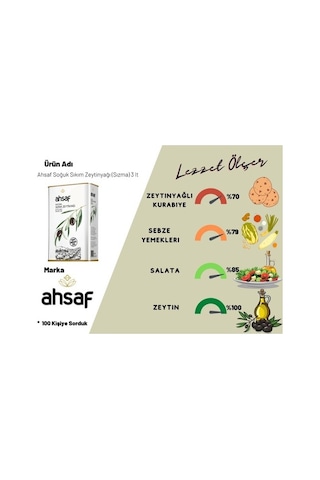 Ahsaf Soğuk Sıkım Natürel Sızma Zeytinyağı 3 x 3 L