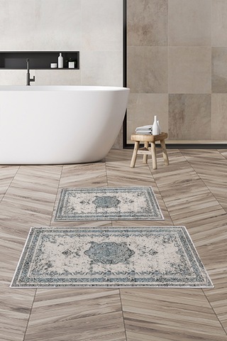 Alanur Trend Kaymaz Taban Dijital Banyo Takımı Kt467 Mavi