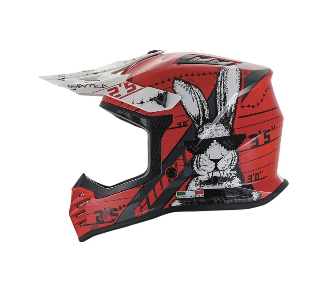 Sway Bunny Full Face Tam Korumalı Kask 51-52cm Kırmızı - Beyaz Kırmızı - Beyaz