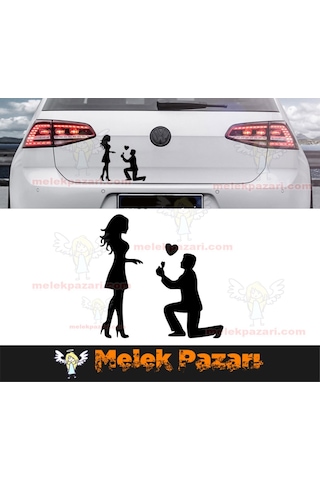 Diz Çöken Adam Aşk Oto Sticker
