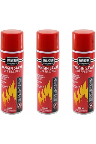 3 Adet Yangın Söndürücü - Yangın Savar Sprey 500ml + 500 Ml + 500