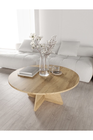 Mush 90cm Orta Sehpa Lefkas Meşe - Tamamı Mdf
