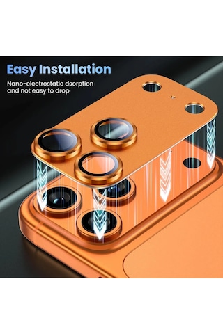 Apple Uyumlu   iPhone 17 Pro Max Gümüş Alüminyum Tam Kaplama Koruma Lens Koruyucu 9h Ultra Hd