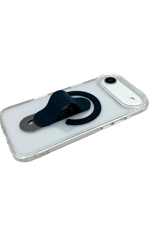 Apple iPhone 17 Air Magsafe Uyumlu Standlı Şeffaf Kılıf Lacivert