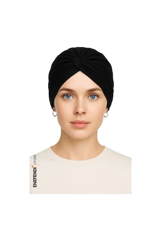 Düğümlü Dış Bone Siyah Hazır Bağlı Sosyete Yarım Şal Modeli Tesettür Rahat Ve Şık Bone Çok Renkli