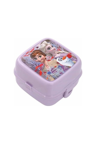 Beslenme Kutusu 4 Bölmeli Frozen 2 Lila Renk Kız Figürlü 1 Adet Yemek Saklama Kabı Beslenme Çantası Lila