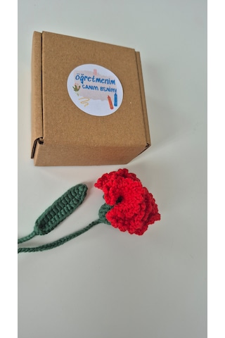 Öğretmene Özel Hediye Karanfil Amigurumi Kitap Ayracı