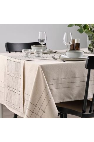 Ikea Vararv Masa Runnerı 35 X 150 Cm Bej - Koyu Gri Gri - Bej