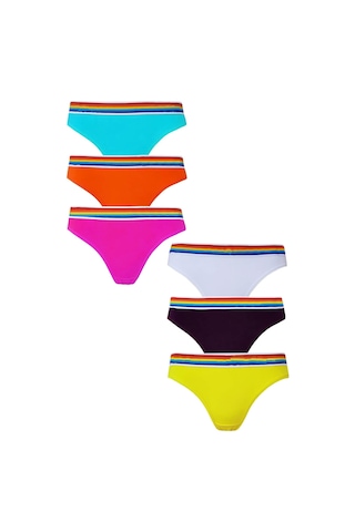 Hepsine Rakip Tutku 6 Adet Kadın Karışık Renkli Bikini Külot Seti S/m Beden Çok Renkli