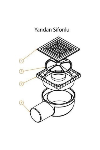 Hüppe Masterx Yalıtımsız Noktasal Su Gideri 15x15 Mat Yandan Çıkı Satin