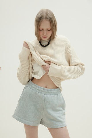 Suud Collection Gri Ena Pamuklu Şort GRİ