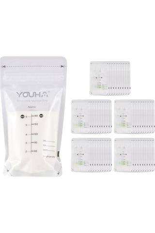 Youha Anne Sütü Saklama Torbaları Emzirme İçin Süt Saklama Torbaları 180ml/6oz Kapasiteli Önceden Sterilize Edilmiş 50