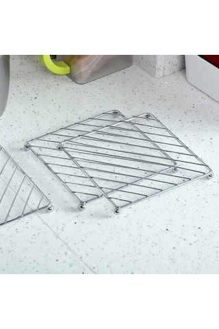 Willowhaven Silvery 4 Adet Paslanmaz Çelik Isıya Dayanıklı Ve Kaymaz Fritöz Altlığı