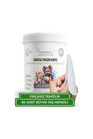 Kedi Ve Köpek Diş Temizleme Parmak Mendili 60 Adet Büyük Boy Vegan Ağız Bakım Mendili Diş Fırçası Ve Diş Macununa Alternatif Günlük Diş Ve Diş Eti Hijyeni İçin