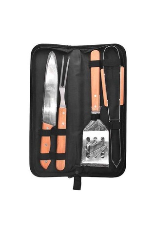 Besthome1 304 Paslanmaz Çelik Saplı 4'lü Barbekü Alet Seti: Bıçak, Çatal, Palet, Pençe - Taşınabilir Kutu İle Evde Ve Dışarda Y Çok Renkli