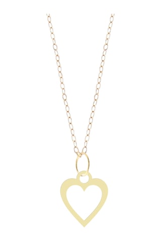 14 Ayar Altın Plakalı Kalp Motifli Yıl Dönümü Hediyesine Özel Altın Kolye-812 Kalp