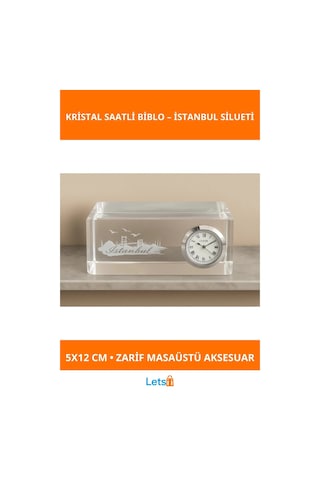 İstanbul Tasarımlı Kristal Saatli Biblo 5x12 Cm Masaüstü Aksesuar Çok Renkli