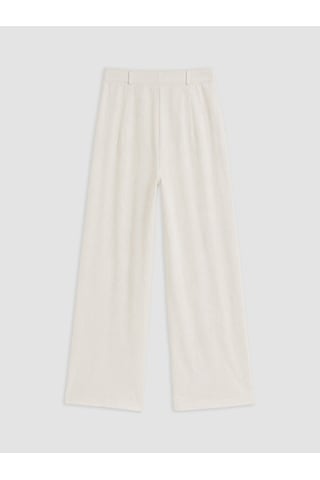Lcw Comfort Beyaz Geniş Paça Pileli Kadın Kumaş Pantolon
