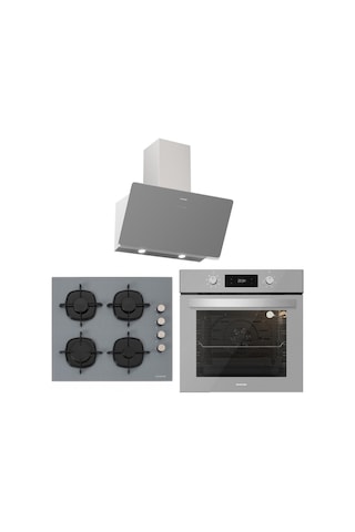 Silverline BO6504S01 - CS5335S01 - 3457 Soho 60 Gri Cam Ankastre Set