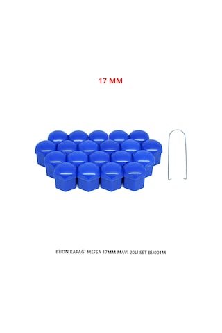 Bijon Kapağı Düz 17 Mm Mavi 20 Li Set