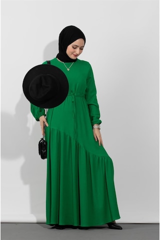 Sevitli Beli Tüneli Elbise-benetton Yeşili-1503-benetton Yeşil