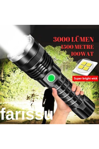 Gold Orion Or-a72 Alüminyum Alaşımlı El Feneri 100w Güç, 3000 Lümen, 1500 Metre Menzil Siyah