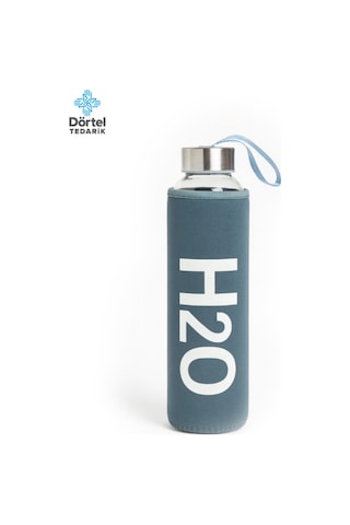 Deri Kılıflı Cam Matara 750 Ml Mavi