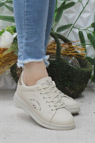 Fort Row Lena Bej Rahat Hafif Sneaker Kadın Spor Ayakkabı 001