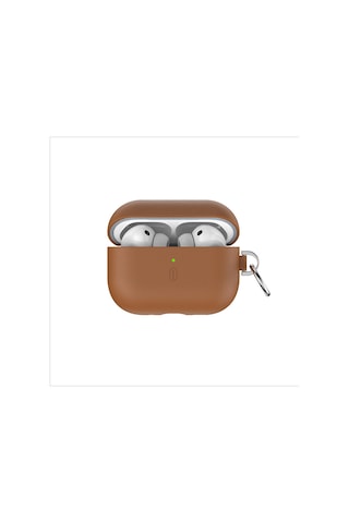 Apple Uyumlu AirPods Pro 3 Wiwu Hc-201 Parmak İzi Bırakmayan Deri Kılıf Kahverengi Kahverengi