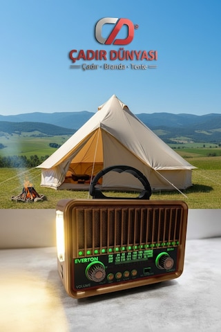Çadır Dünyası Rt-774 Nostaljik Radyo Bluetooth & Şarjlı Retro Ahşap Tasarım Çok Renkli