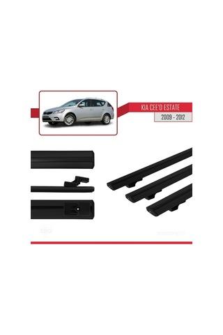 Kia Ceed Sportswagon 2009-2012 Arası İle Uyumlu Basic Model Ara Atkı Tavan Barı Siyah 3 Adet