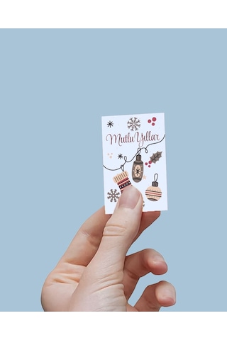 Yılbaşı Mutlu Yıllar Yazılı Hediye Kart Seti, Çorap Temalı Paketl