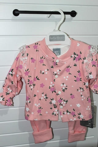 Bebellove 3lü Set Çiçek Baskılı Kolları Dantelli Pembe