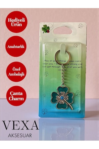 Dört Yapraklı Yonca Şans Anahtarlık Şans Çanta Süsü Hediyelik Özel Ambalajlı Ve Hediyeli Ürün