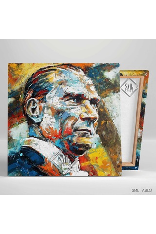 Mustafa Kemal Atatürk Karizma Bakış Kanvas Tablo 100x100 Cm
