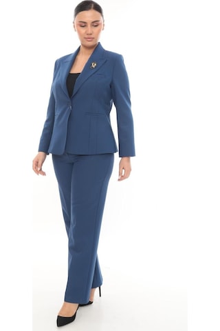 Prenses Kadın Şık Blazer Ceket Pantolon Takım Zarif Günlük Ofis Model İndigo