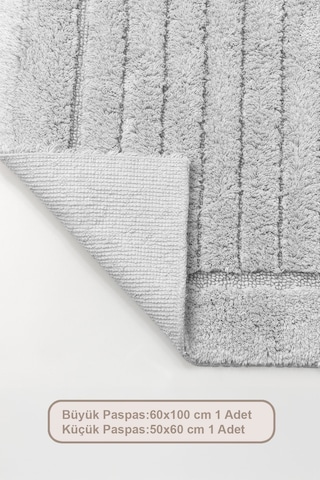 Elart Luin Banyo Halısı Paspas Takımı Pamuklu 2 Adet 60x100 Cm Gri Gri