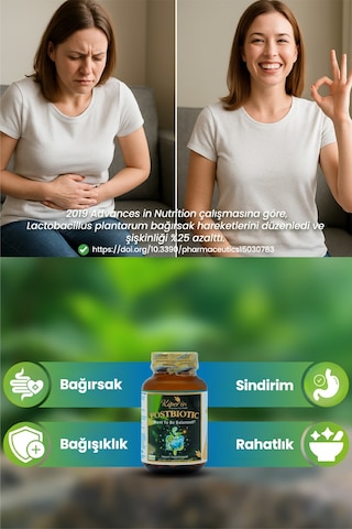 Kiperin Postbiyotik 210 Milyar Cfu Rhamnosus & Plantarum Sindirim 21kapsül & 700mg Akıllı Gıda Takviyesi