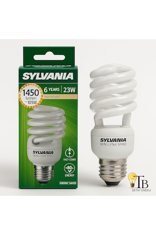 Sylvania Mini-lynx Spiro 23w Tasarruflu Ampul 1450 Lumen E27 Duy 6000 Saat Ömür Spiral Cfl 1