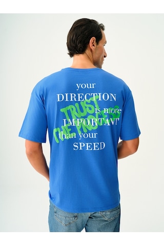 Oversize Fit Erkek Tshirt K.kol Cobalt Blue