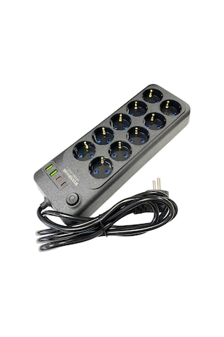 Winnboss 3423 10'lu 2metre Kablolu 2usb+2type-c Girişli Akım Korumalı Grup Priz 2 M