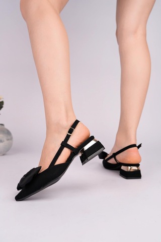 Nesilshoes Nesil Shoes Peri 3648 Siyah Saten Kadın Sandalet