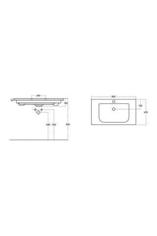 Sanovit Soft 80 CM Konsollu Oval Köşeli Lavabo Beyaz